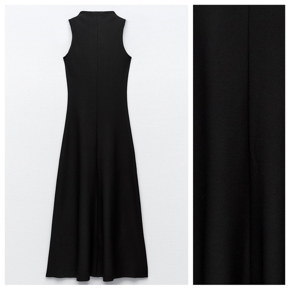 NWT. Zara Black Long Swing Skirt Sleeveless Dress. Size S. - Picture 7 of 11
